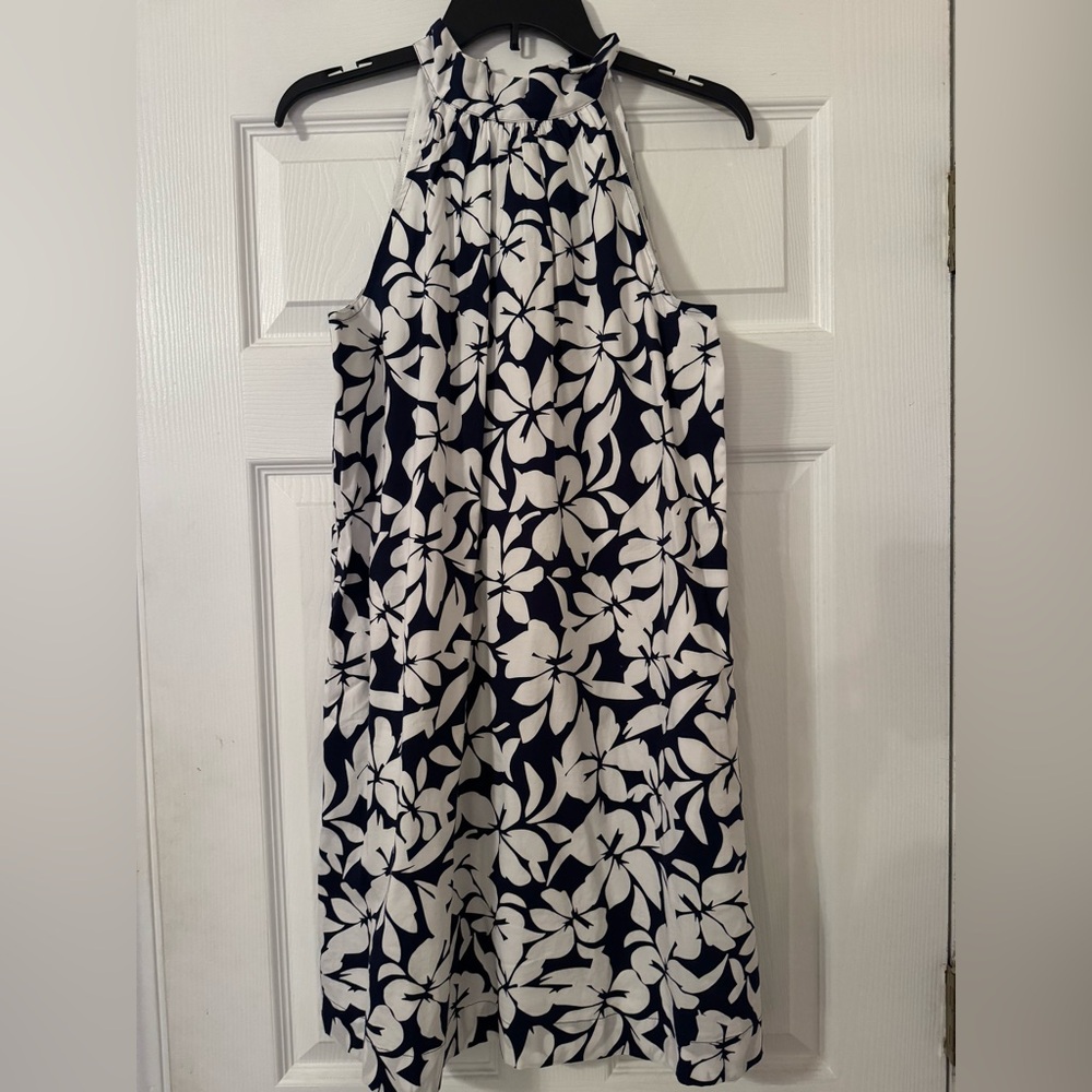 J. Crew Factory Navy and White Halter Mini Dress NWT